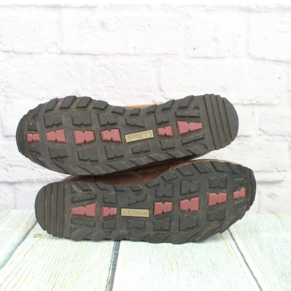 LL Bean Brown Leather Lace Up Waterproof Ankle Hiking Boots Size 8.5 M - Picture 9 of 9